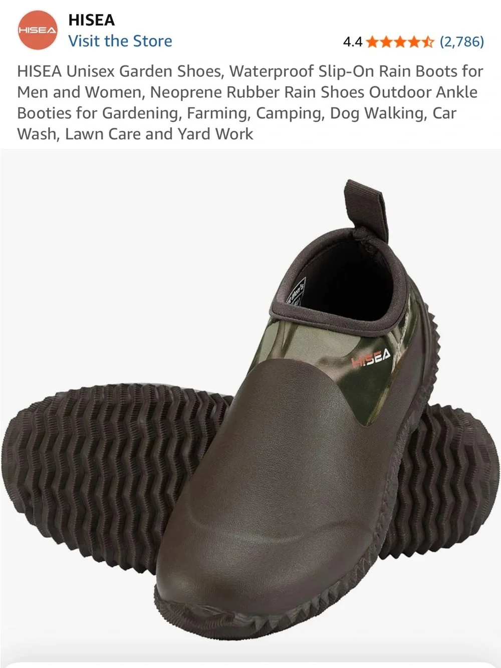 HISEA Men's Waterproof Slip-On Rain & Snow Boots in Dark Brown